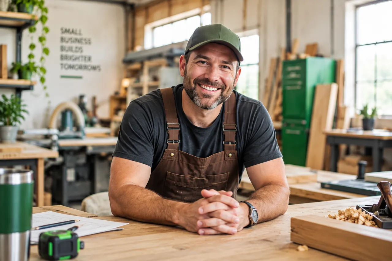 Small workshop owner at his workbench