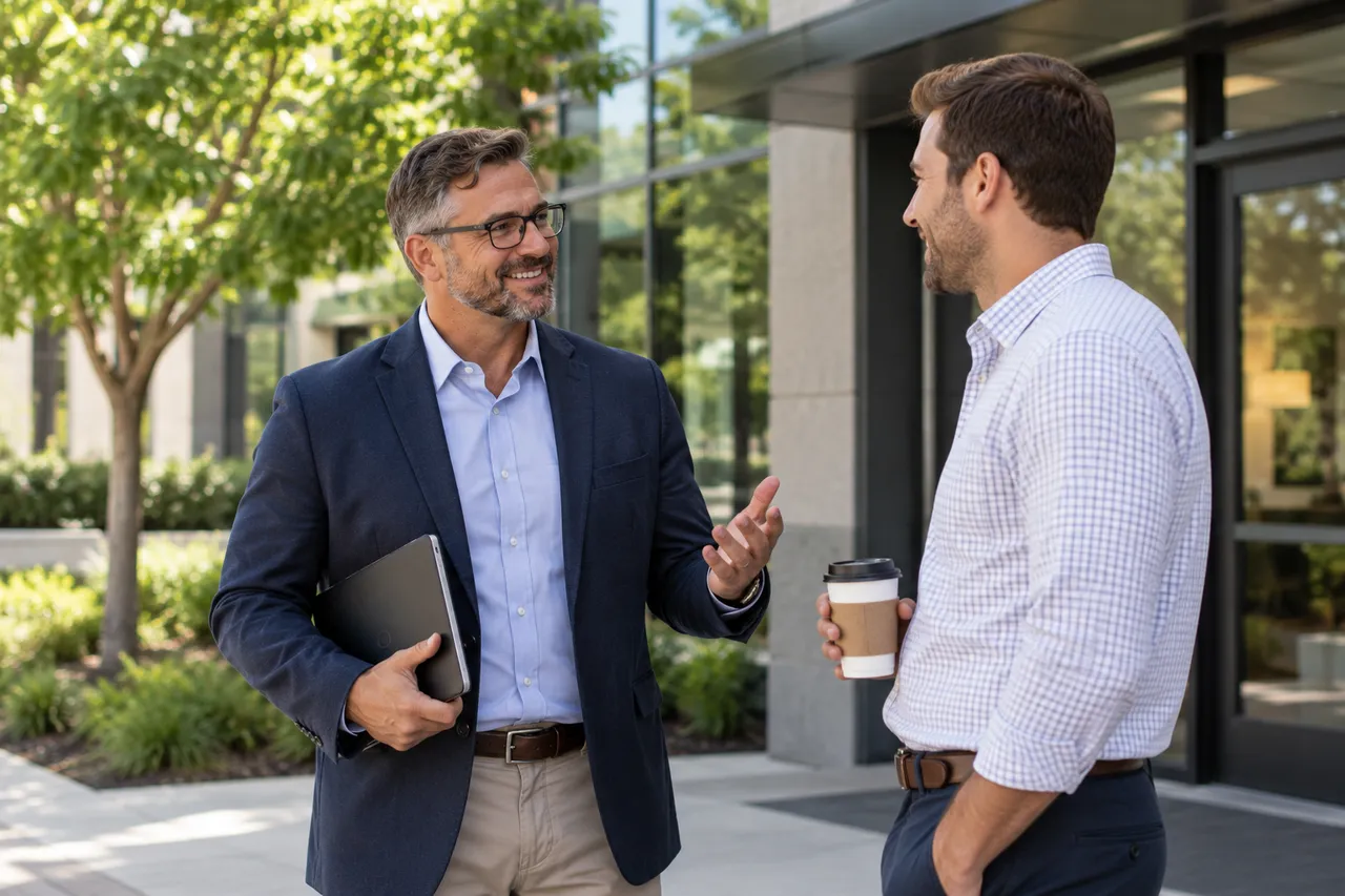 Business advisor speaking with a company owner