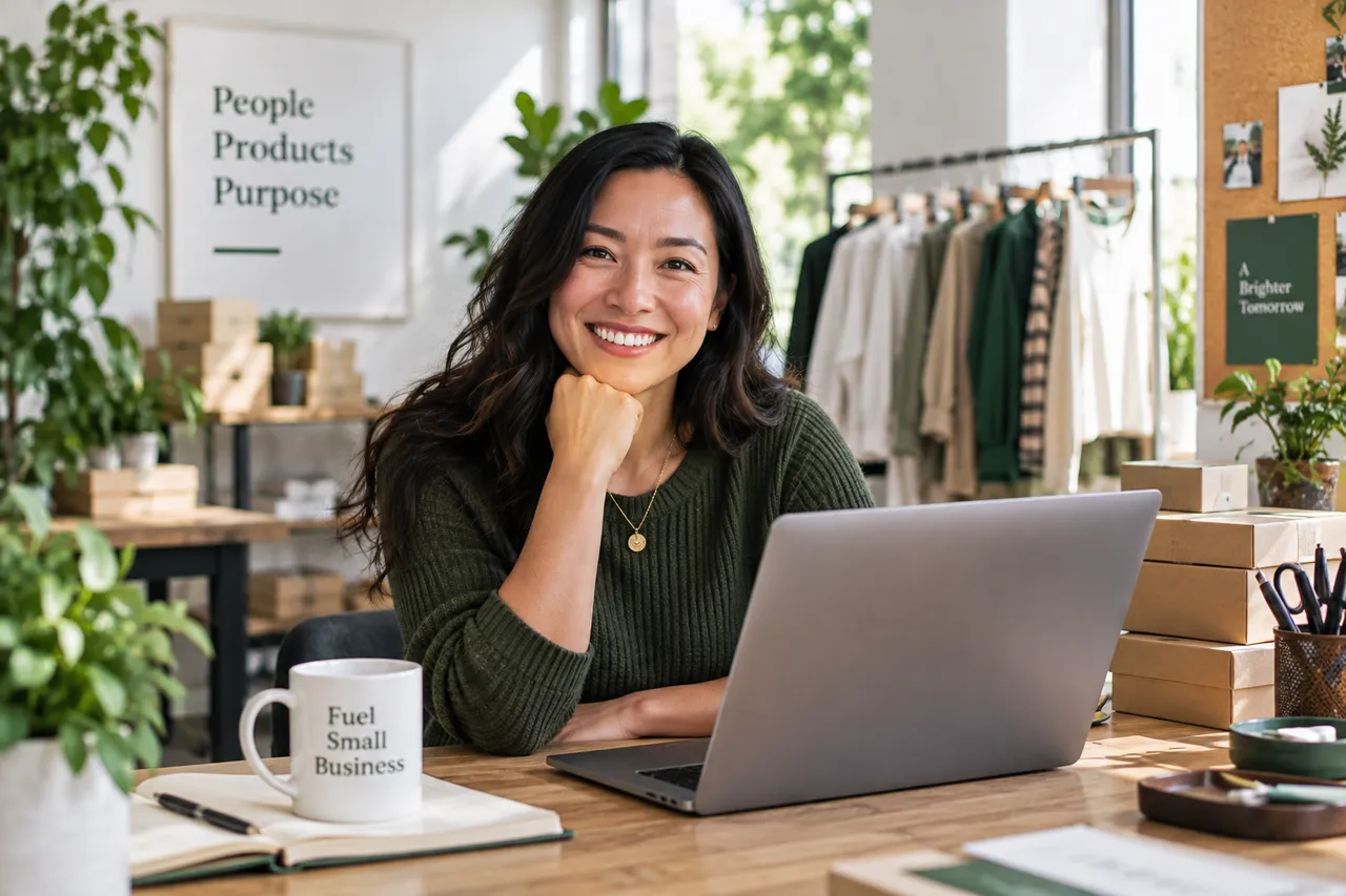 Small retail business owner working at her laptop